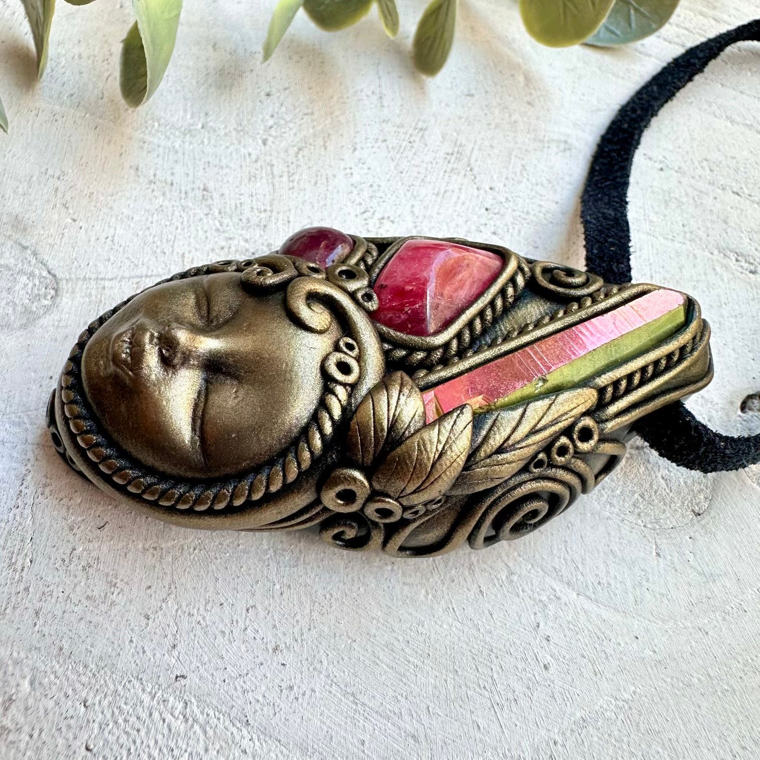 Luxury goddess spiritual jewelry with ruby and aura quartz