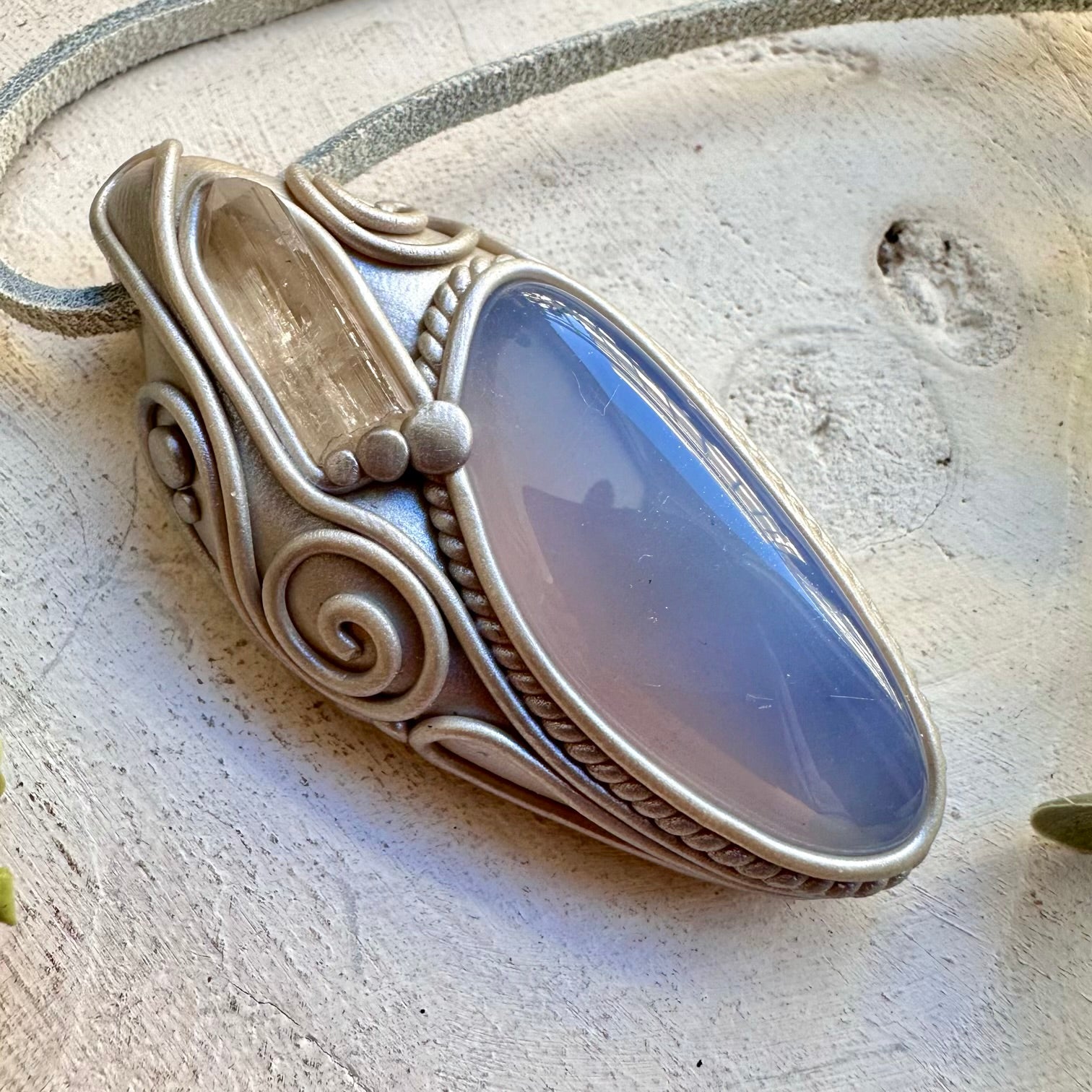 Unique danburite crystal pendant necklace