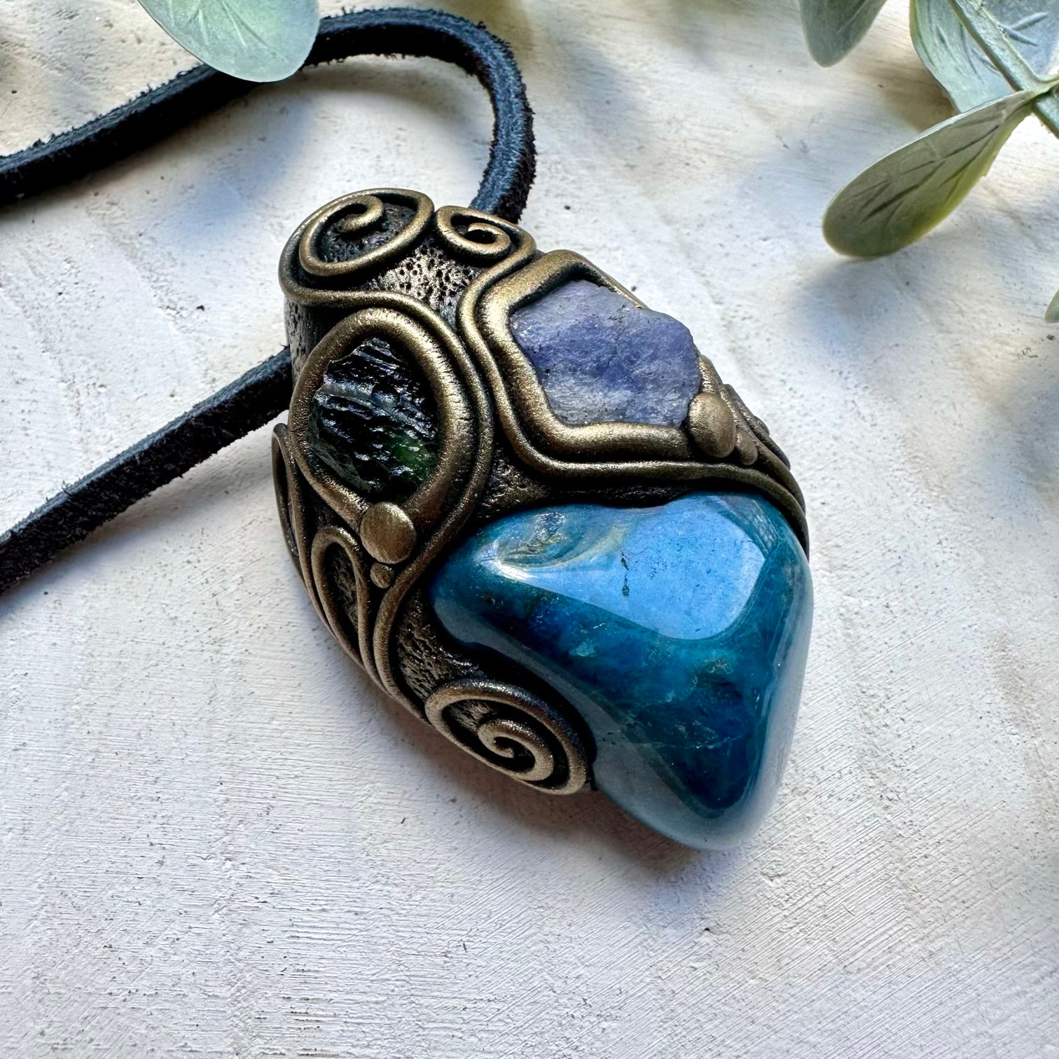 Moldavite shattuckite and tanzanite unisex spiritual jewelry