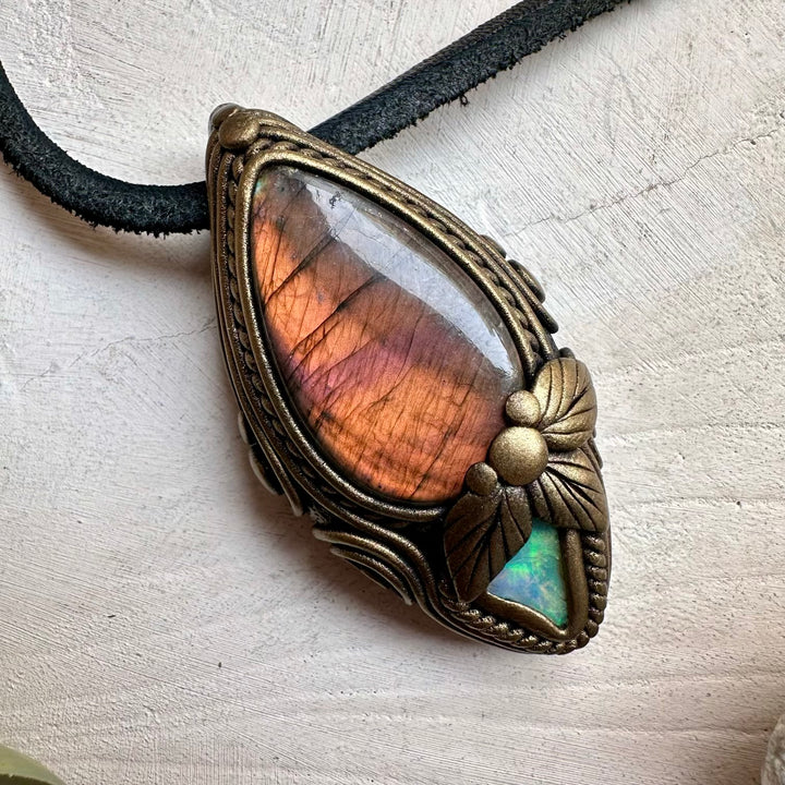 Labradorite and opal unisex spiritual jewelry