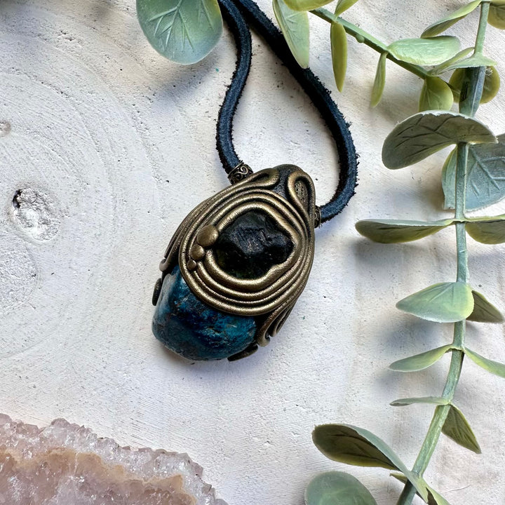 Moldavite and shattuckite unisex spiritual jewelry