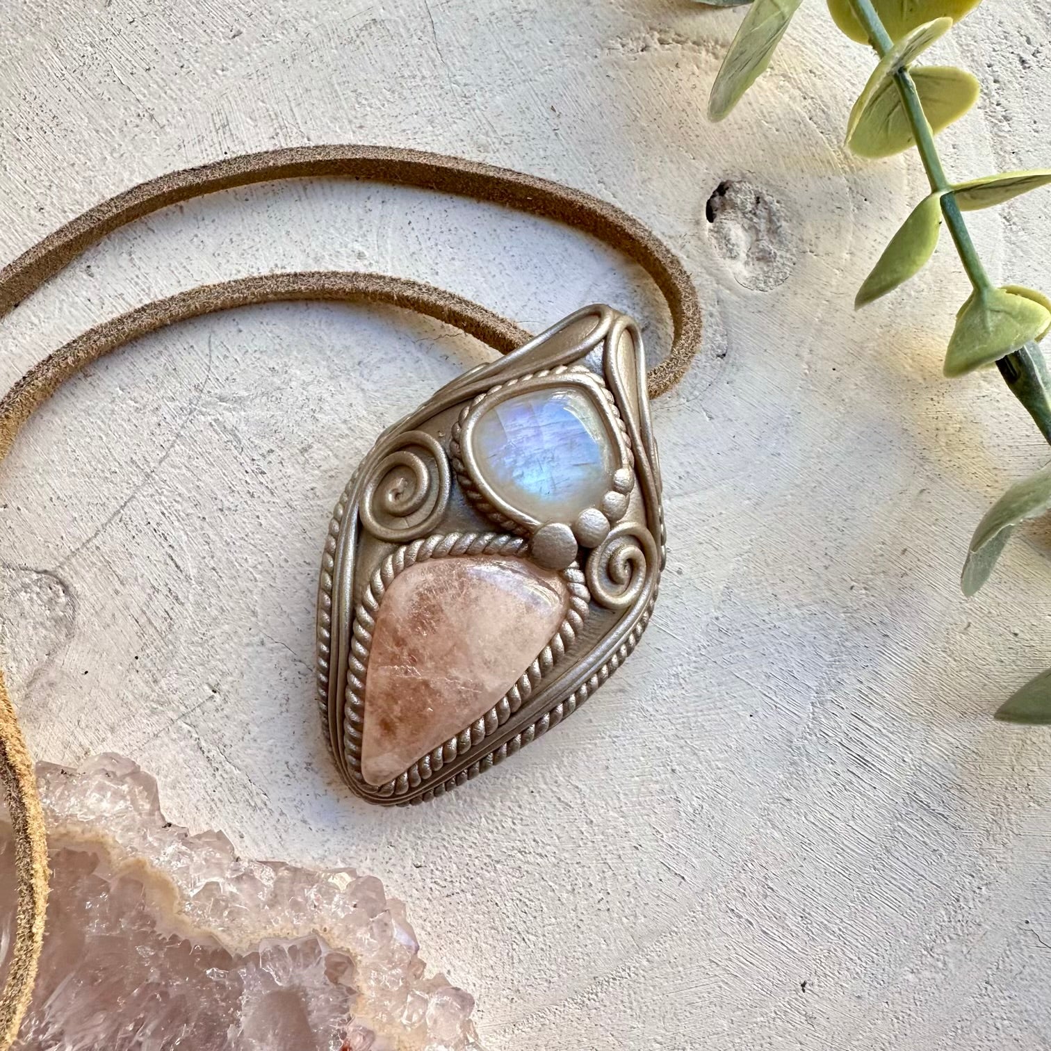Handmade talisman necklace with morganite