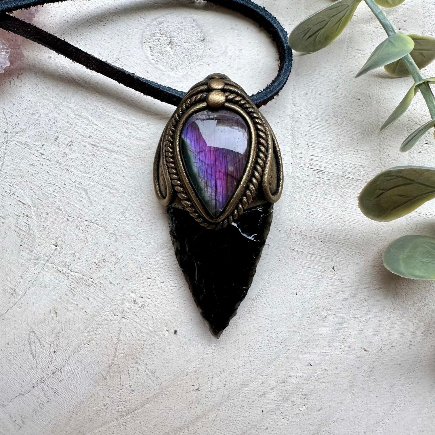 Obsidian and labradorite unisex spiritual healing jewelry