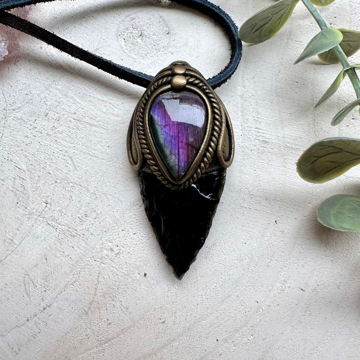 Obsidian and labradorite unisex spiritual healing jewelry