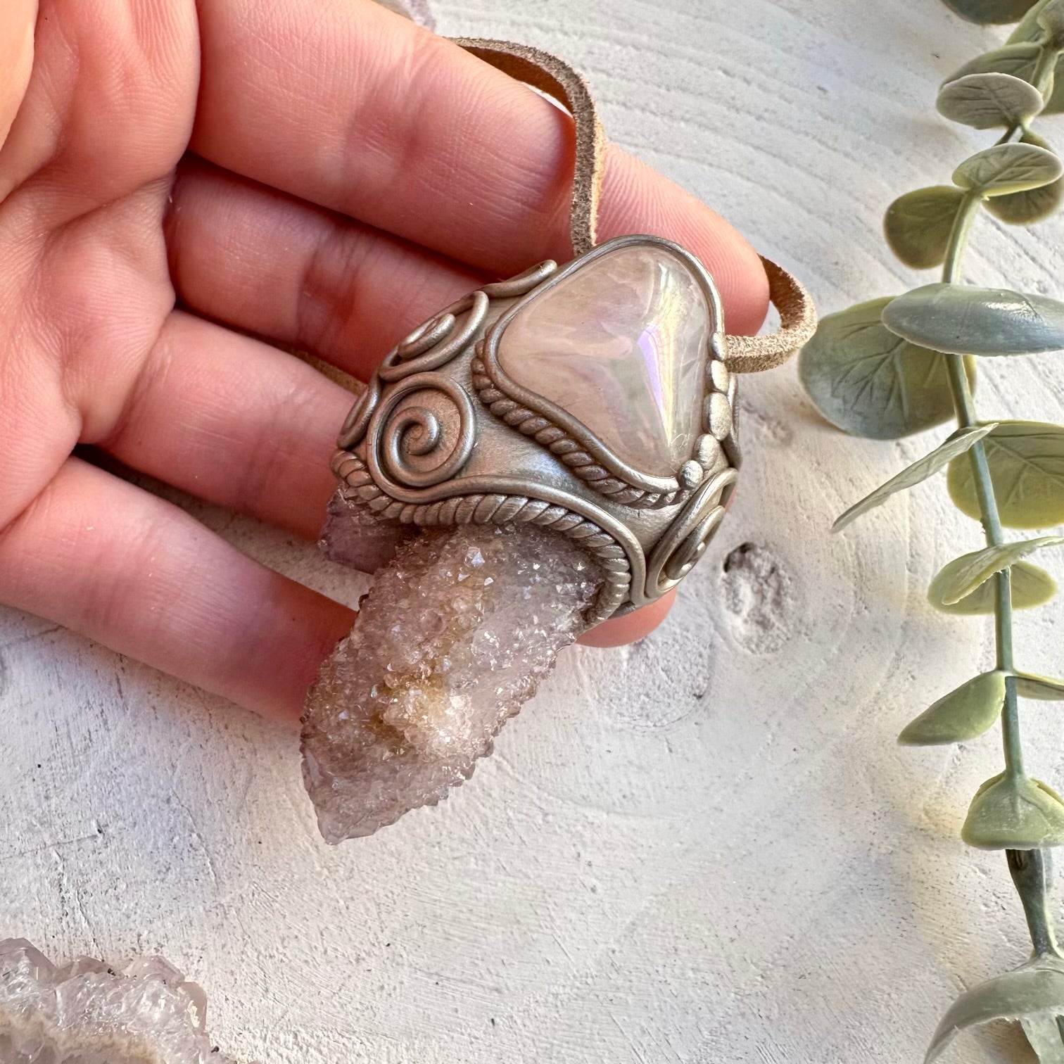 Crystal necklace designed for love harmony and emotional healing