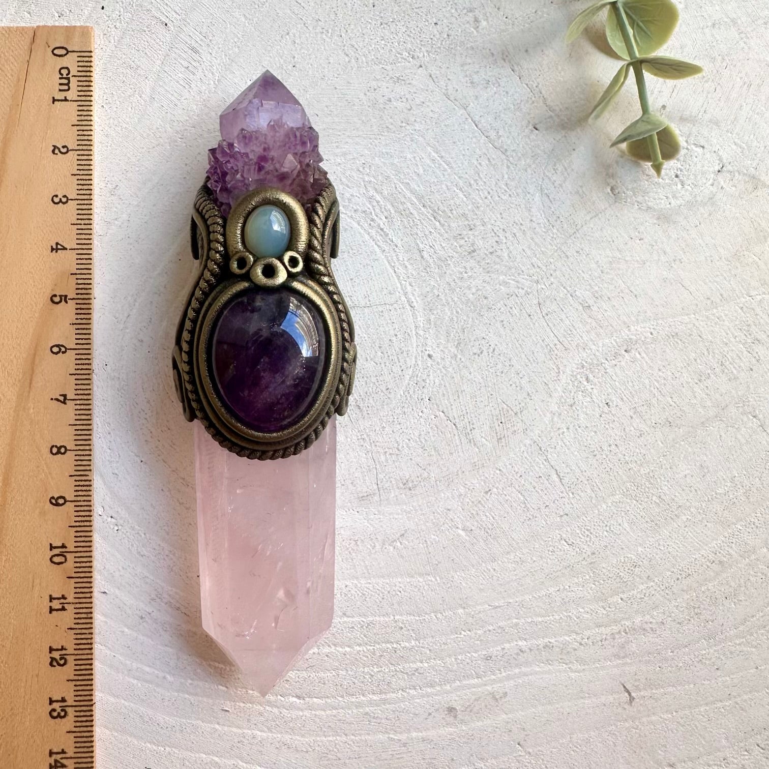 One of a kind crystal necklace designed for collectors, meditation and healing practices.