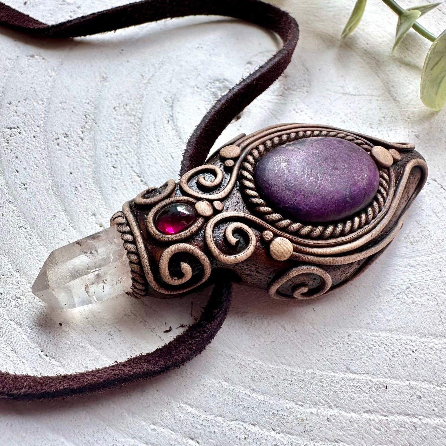 Unisex healing crystal jewelry with Sugilite for spiritual protection, intuition and emotional healing