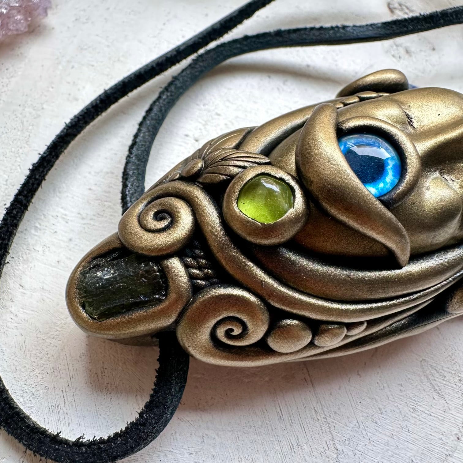 Lapis lazuli moldavite and peridot unisex spiritual jewelry