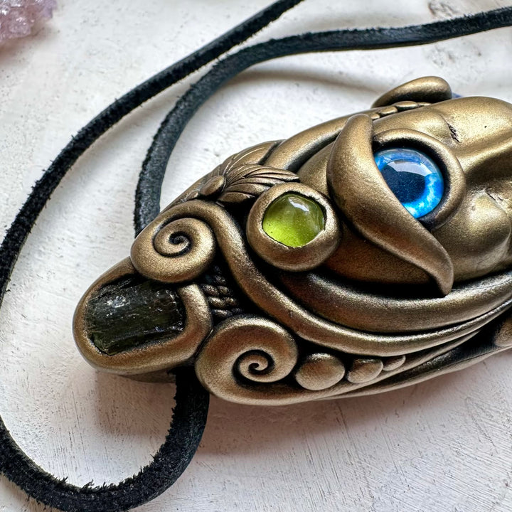 Lapis lazuli moldavite and peridot unisex spiritual jewelry