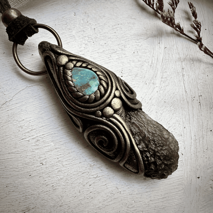 Moldavite and Boulder Opal Necklace - FairyGardenGlow