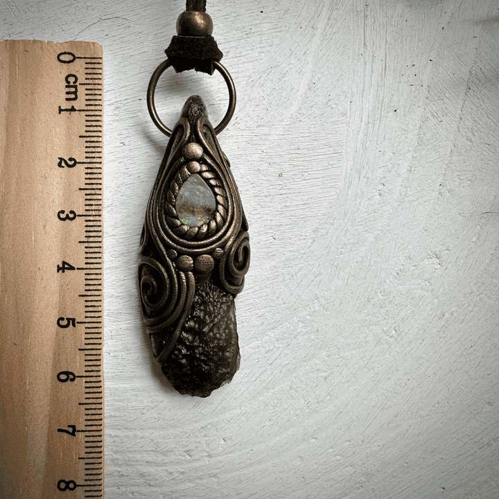 Moldavite and Boulder Opal Necklace - FairyGardenGlow
