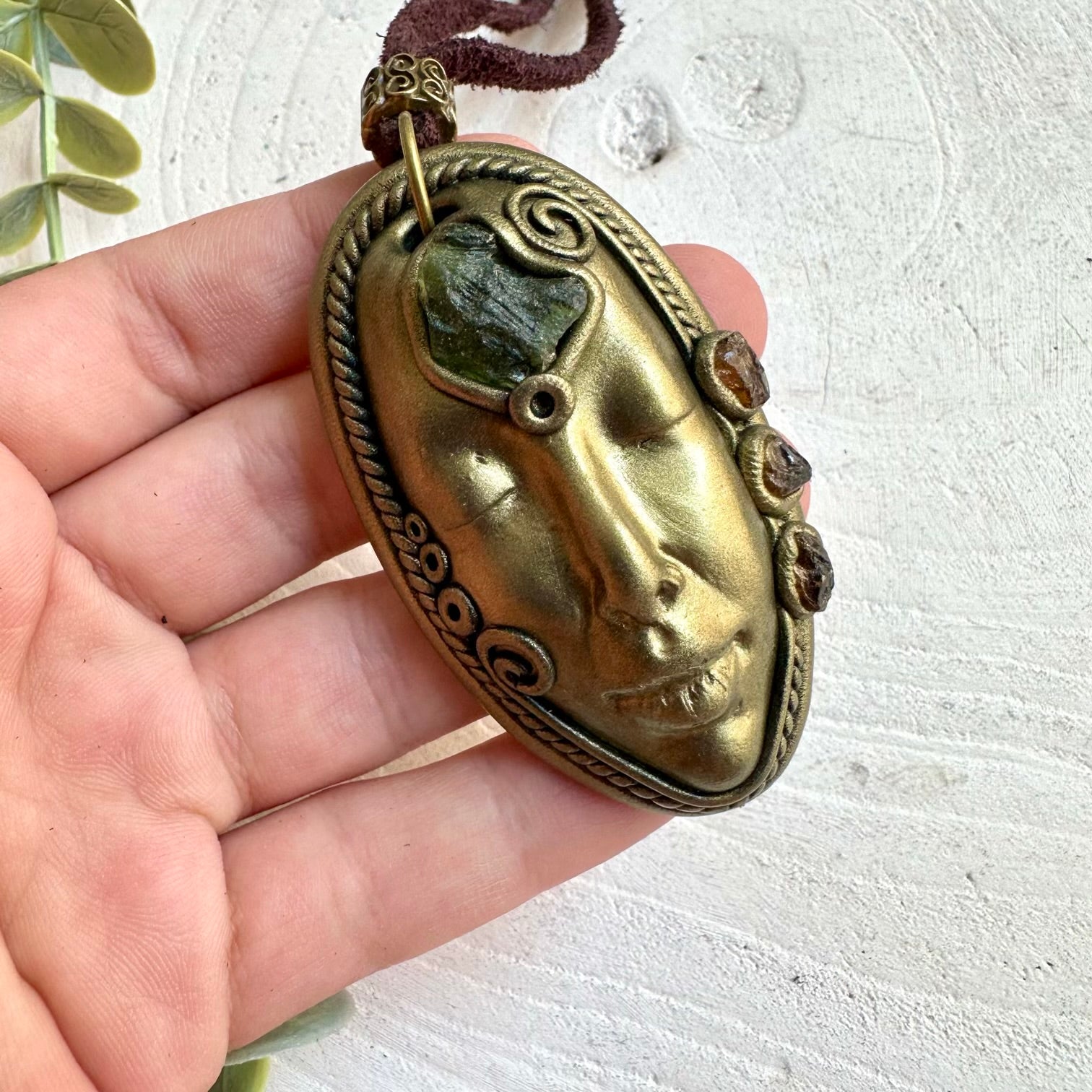 Handmade spiritual gemstone necklace combining natural Moldavite with Hessonite Garnet accents.