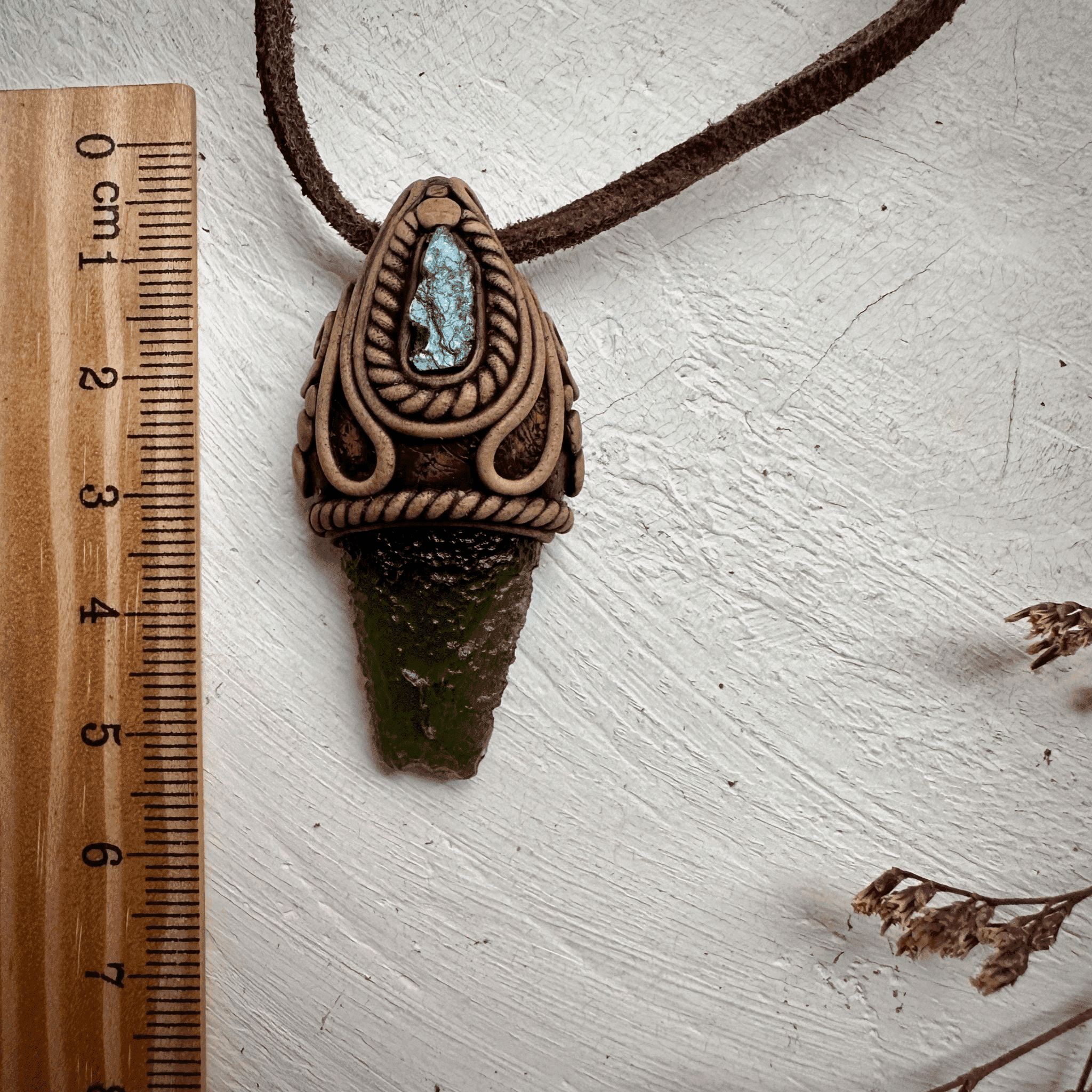 Moldavite and Raw Emerald Necklace - FairyGardenGlow