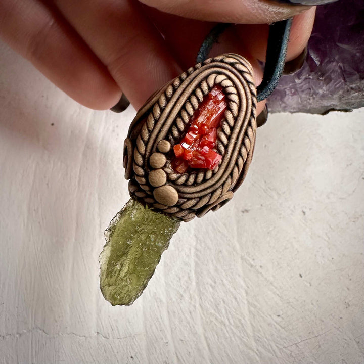 Moldavite and Vanadinite Necklace - FairyGardenGlow