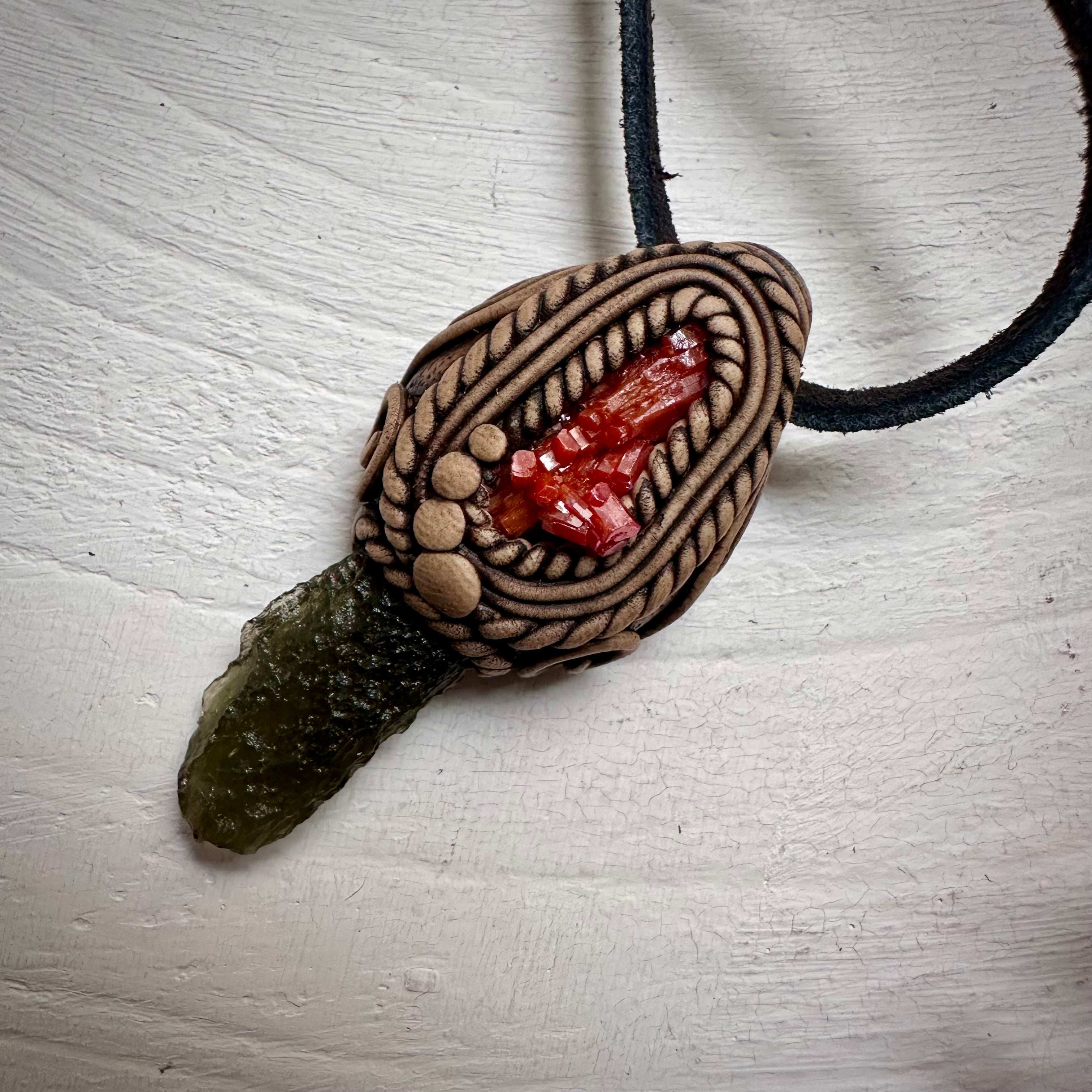Moldavite and Vanadinite Necklace - FairyGardenGlow
