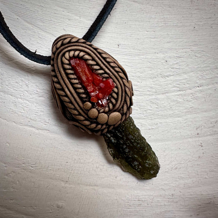 Moldavite and Vanadinite Necklace - FairyGardenGlow