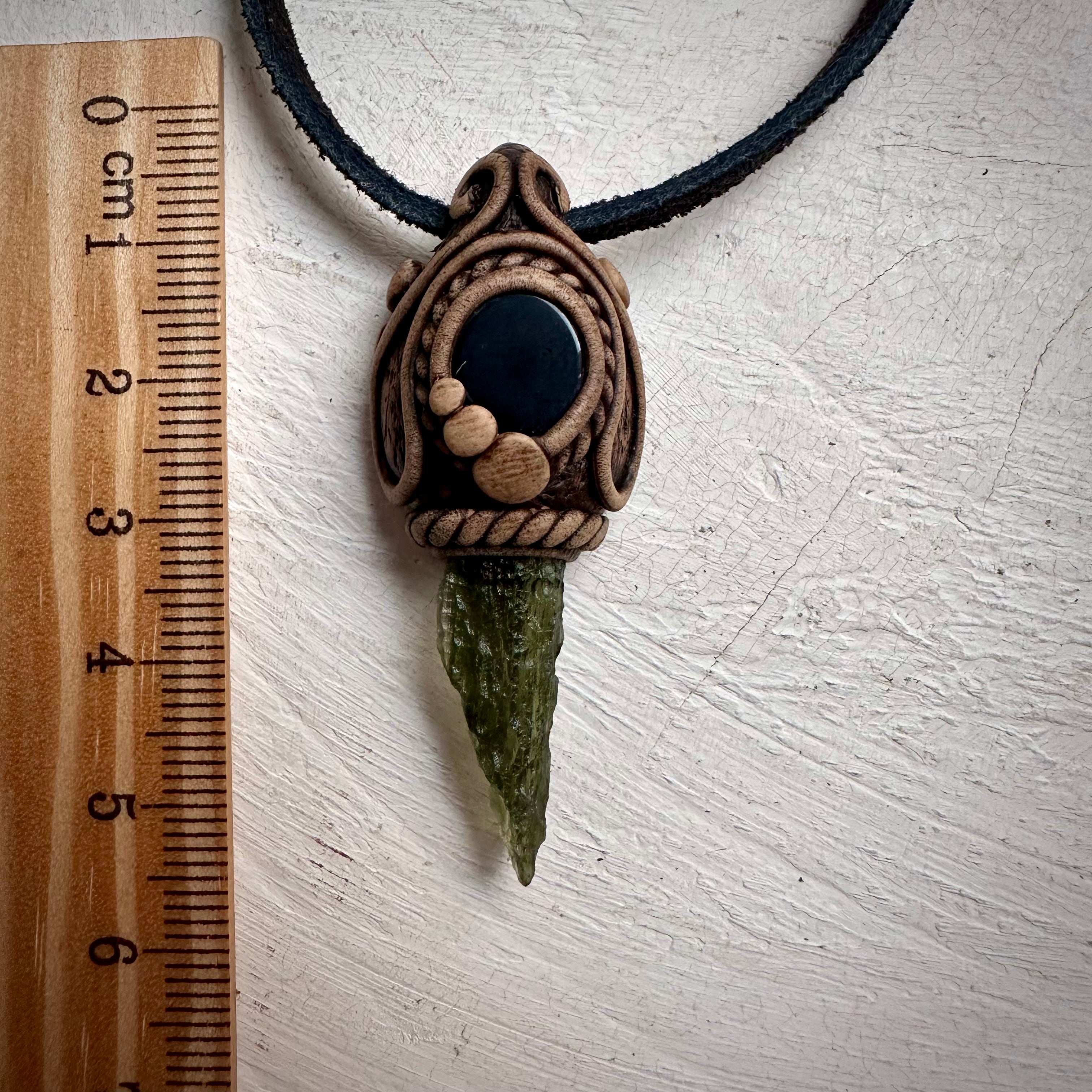 Moldavite and Black Onyx Necklace - FairyGardenGlow