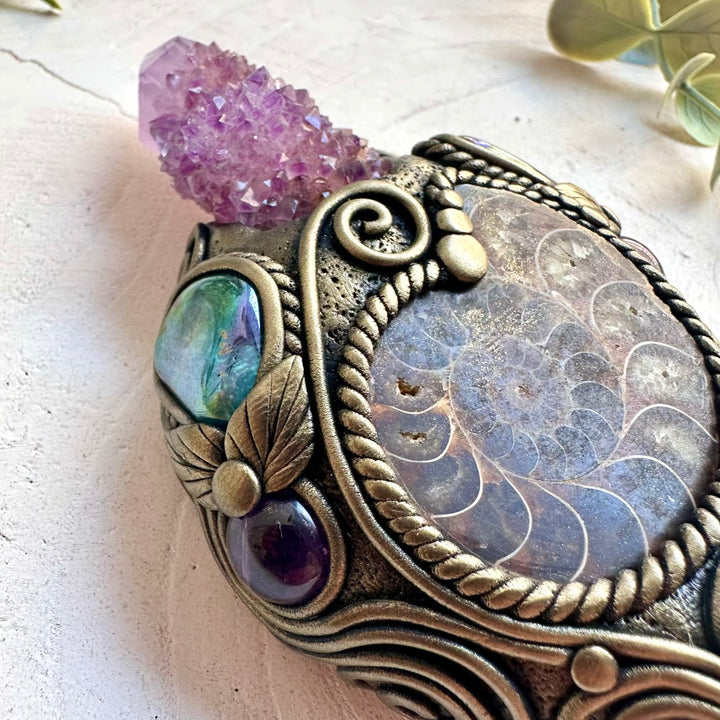 Metaphysical crystal wand made with Moonstone, Spirit Quartz and premium natural healing crystals.