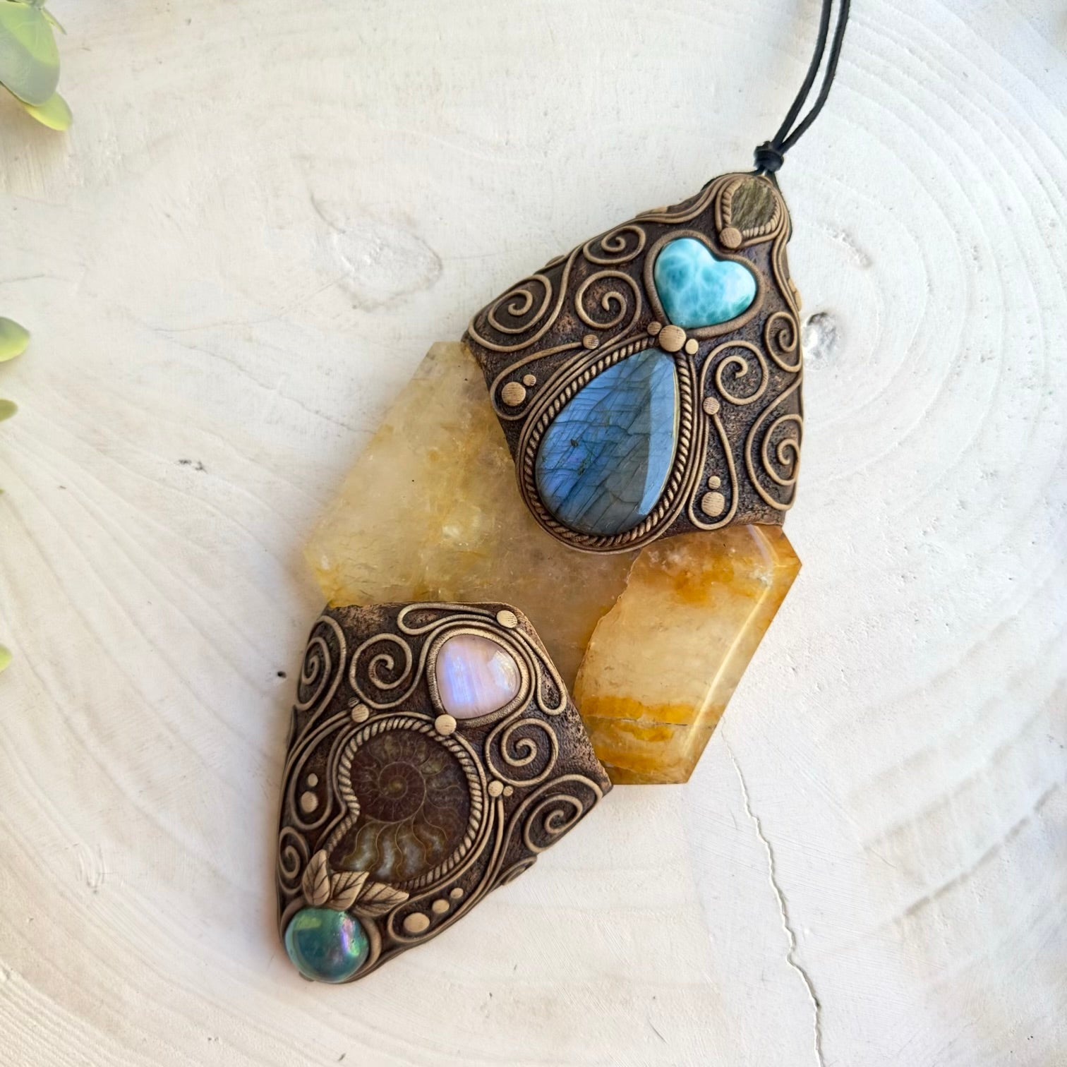 Large artisan crystal wall hanging for spiritual interiors