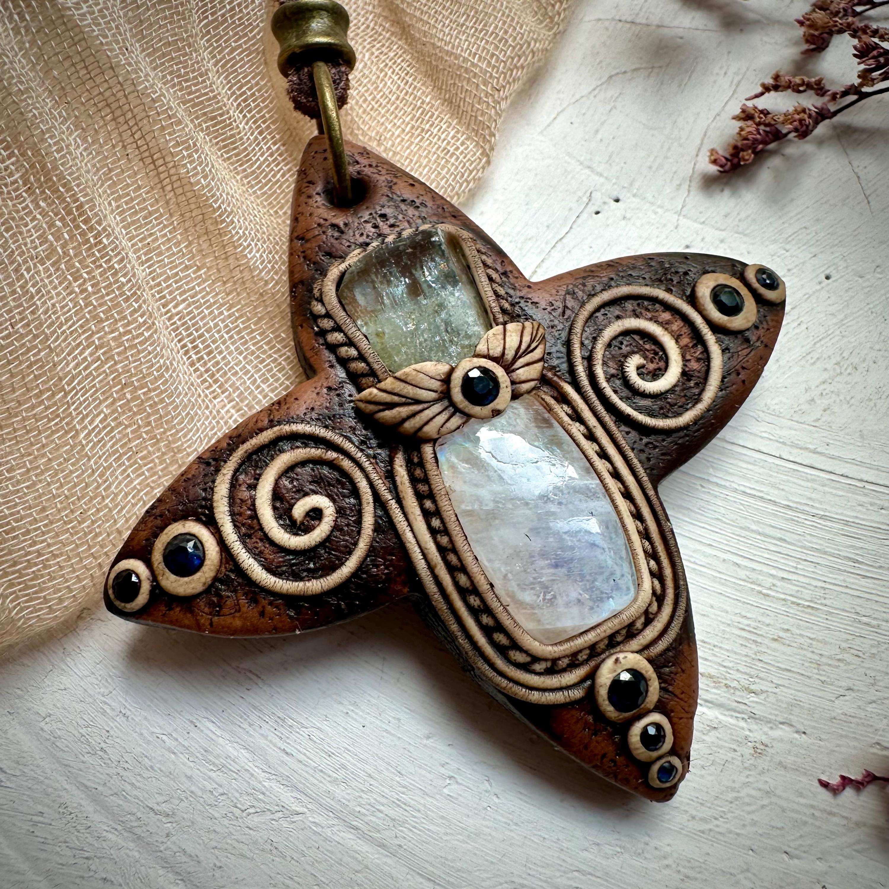Moonstone with Aquamarine and Blue Sapphire Necklace - FairyGardenGlow