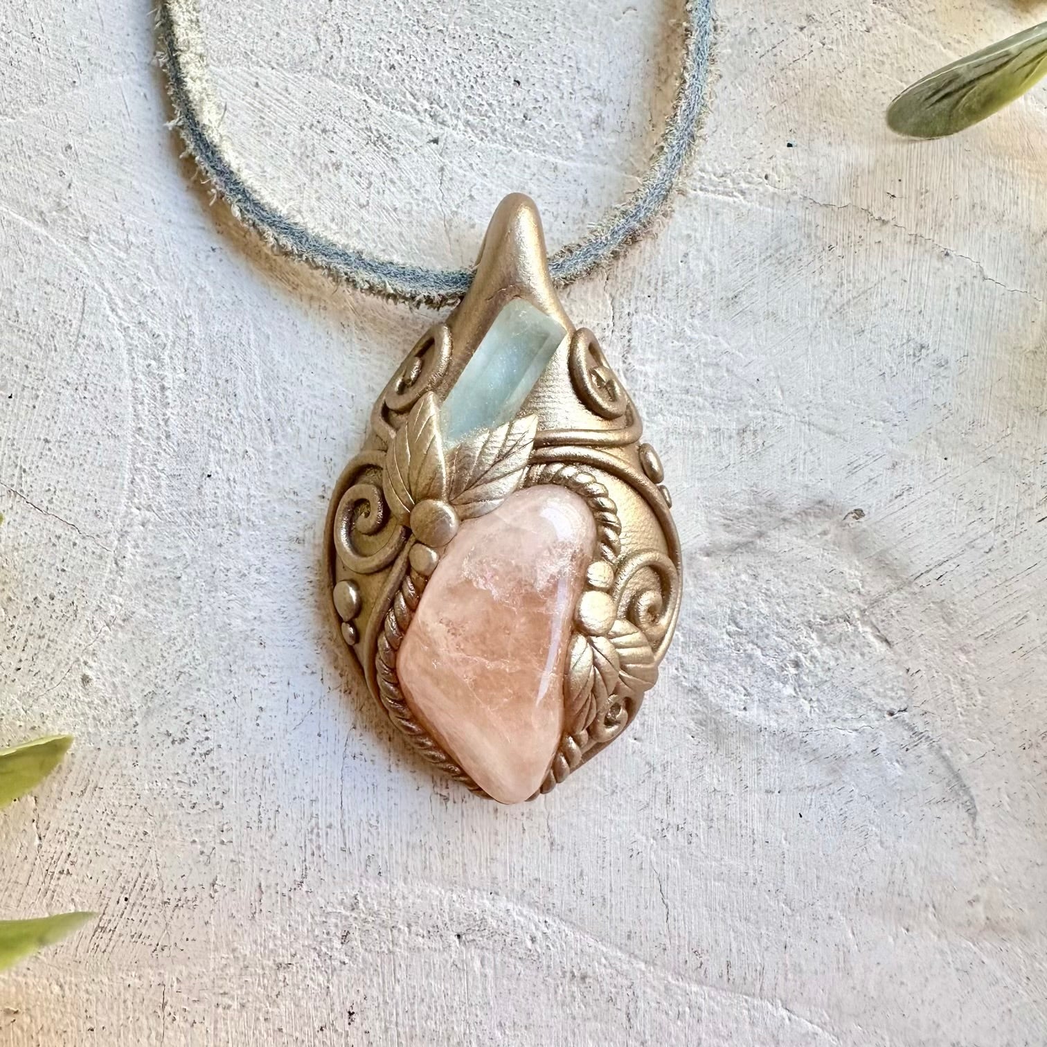 Morganite and Aquamarine pendant necklace