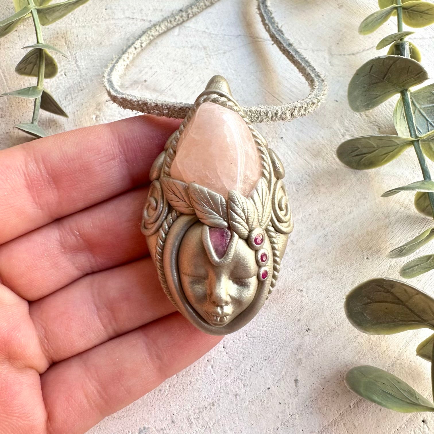 Handmade gemstone necklace combining Morganite with vibrant Ruby and Pink Tourmaline.