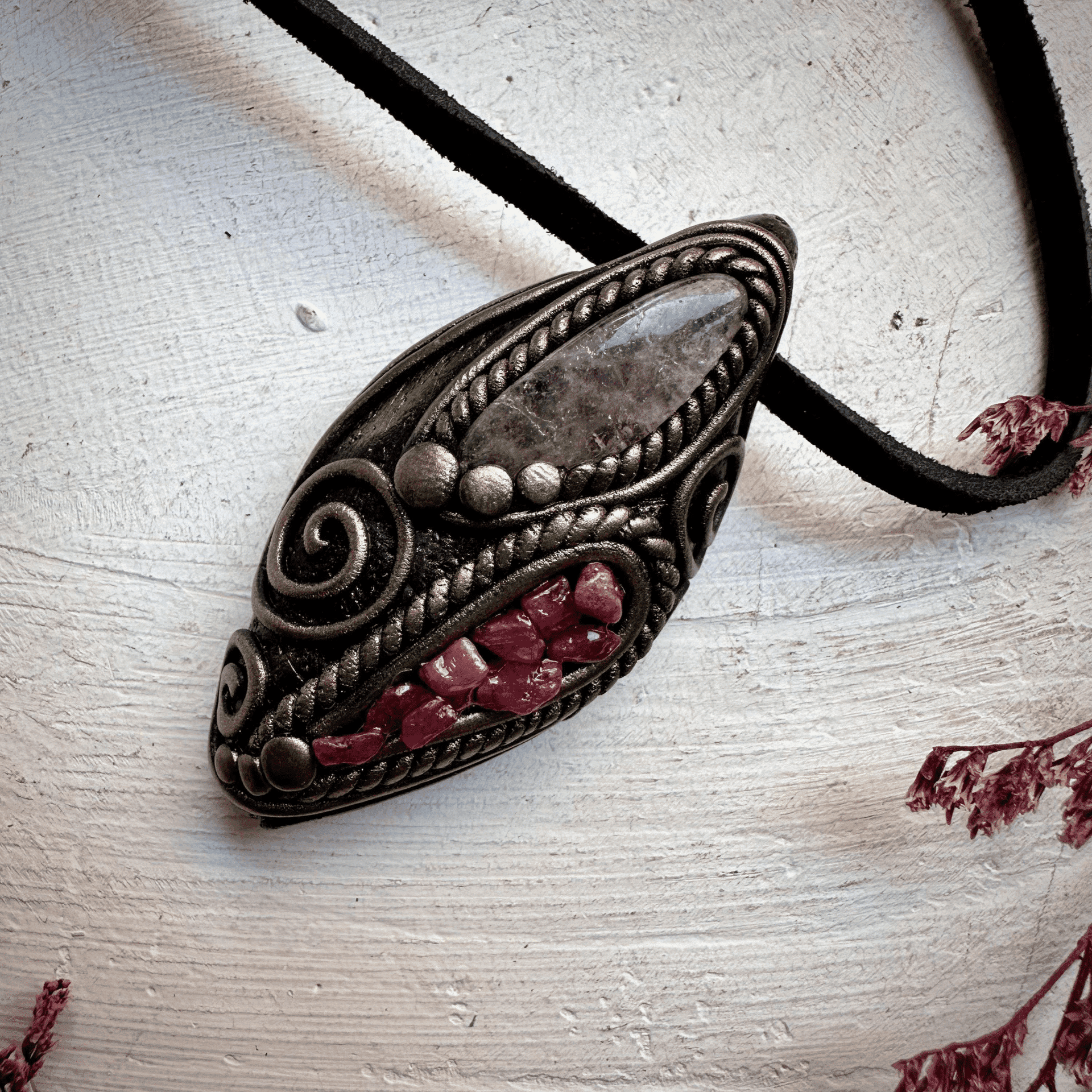 Morganite and Ruby Necklace - FairyGardenGlow