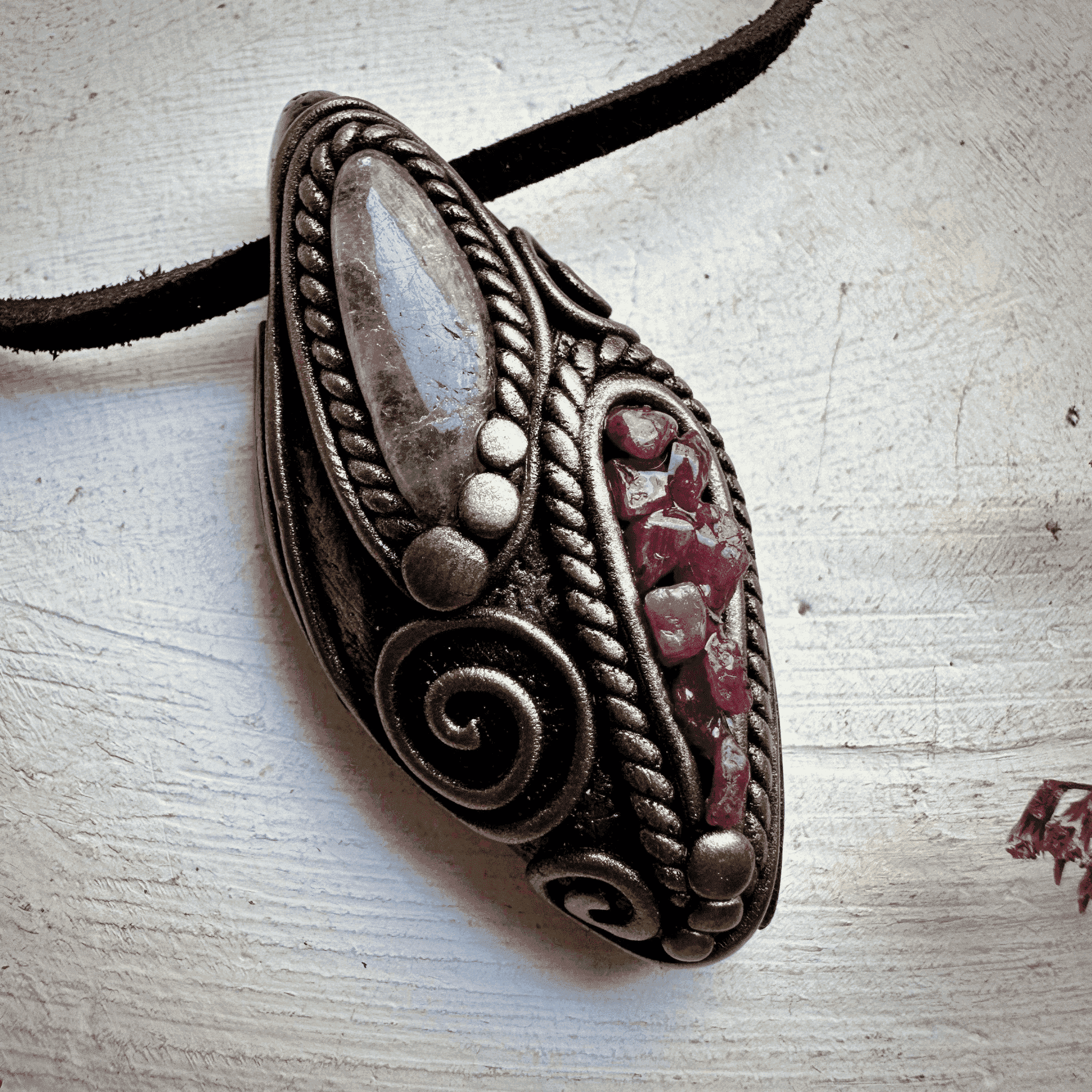 Morganite and Ruby Necklace - FairyGardenGlow