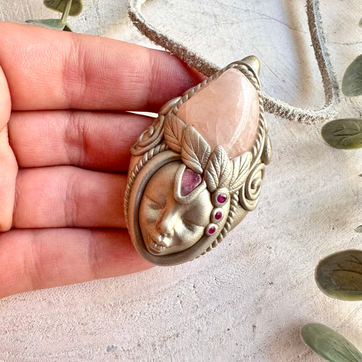 Unique Goddess jewelry featuring delicate pink Morganite with rich red Ruby and Pink Tourmaline.