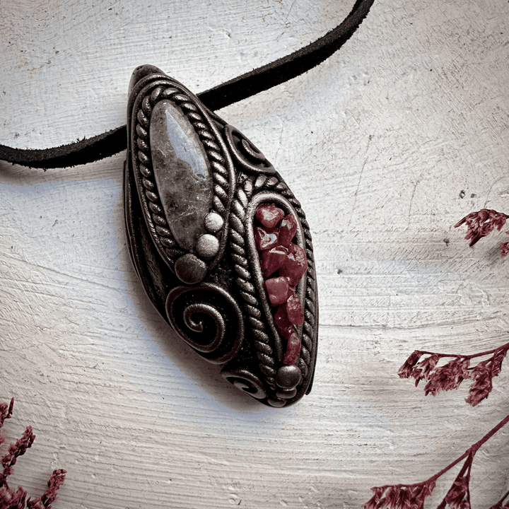 Morganite and Ruby Necklace - FairyGardenGlow