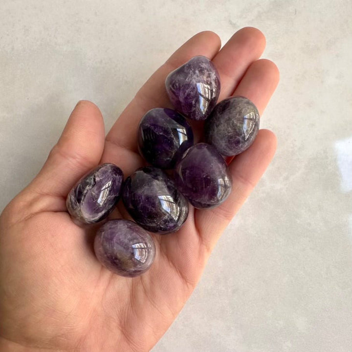 Amethyst Polished Stone – Natural Amethyst Healing Crystal for Calm, Clarity & Spiritual Protection (1 or 5 Pieces) - FairyGardenGlow