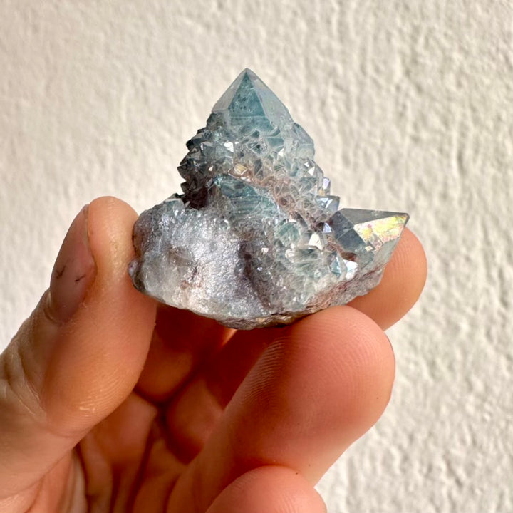 Natural Spirit Quartz cluster in Aqua Aura blue tones