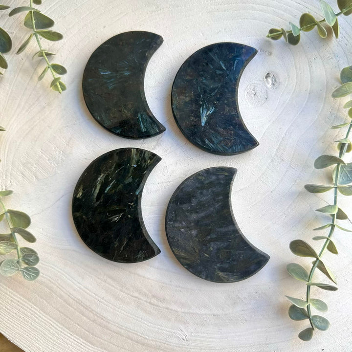 Natural astrophyllite moon carving for collectors