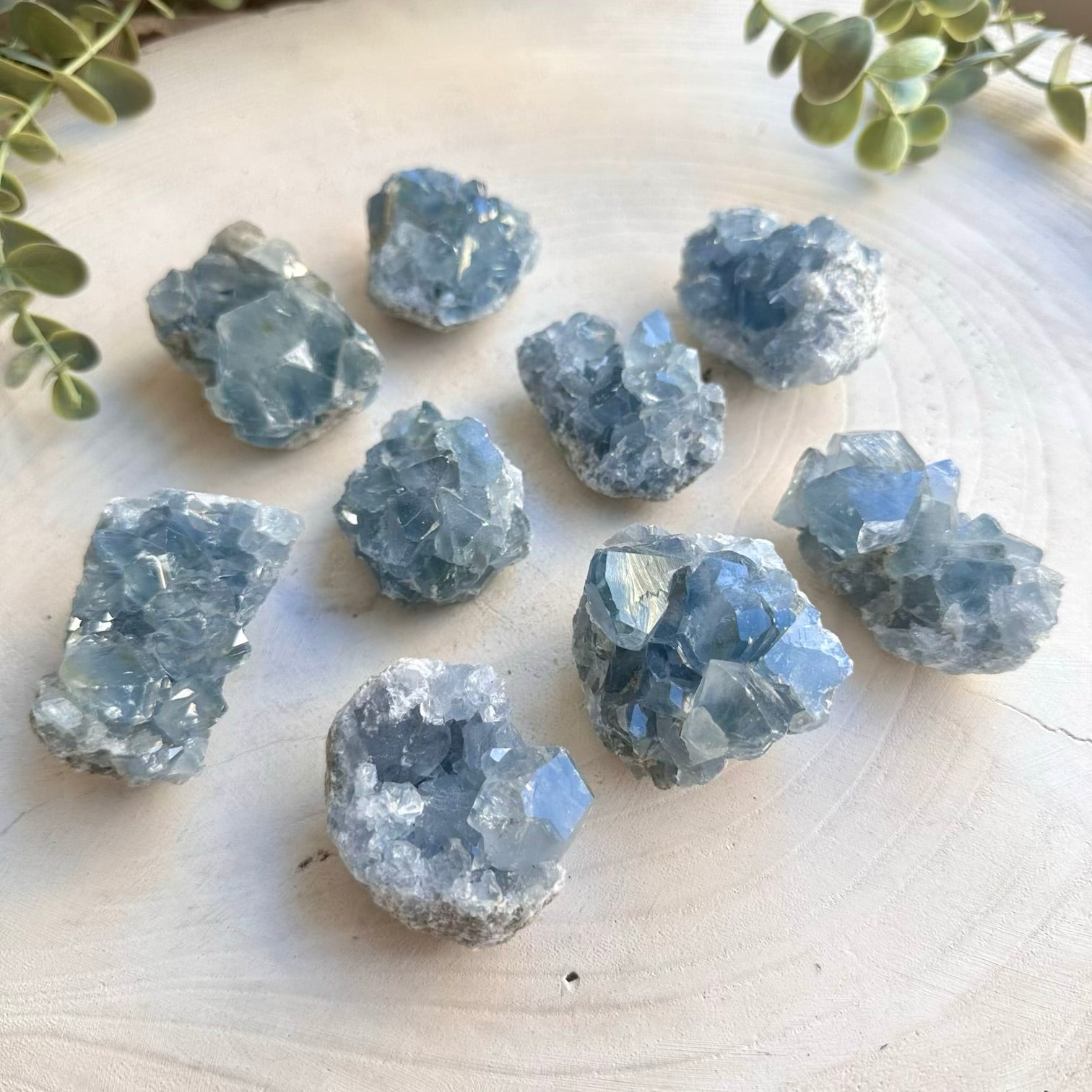 Natural blue celestite crystal cluster specimen