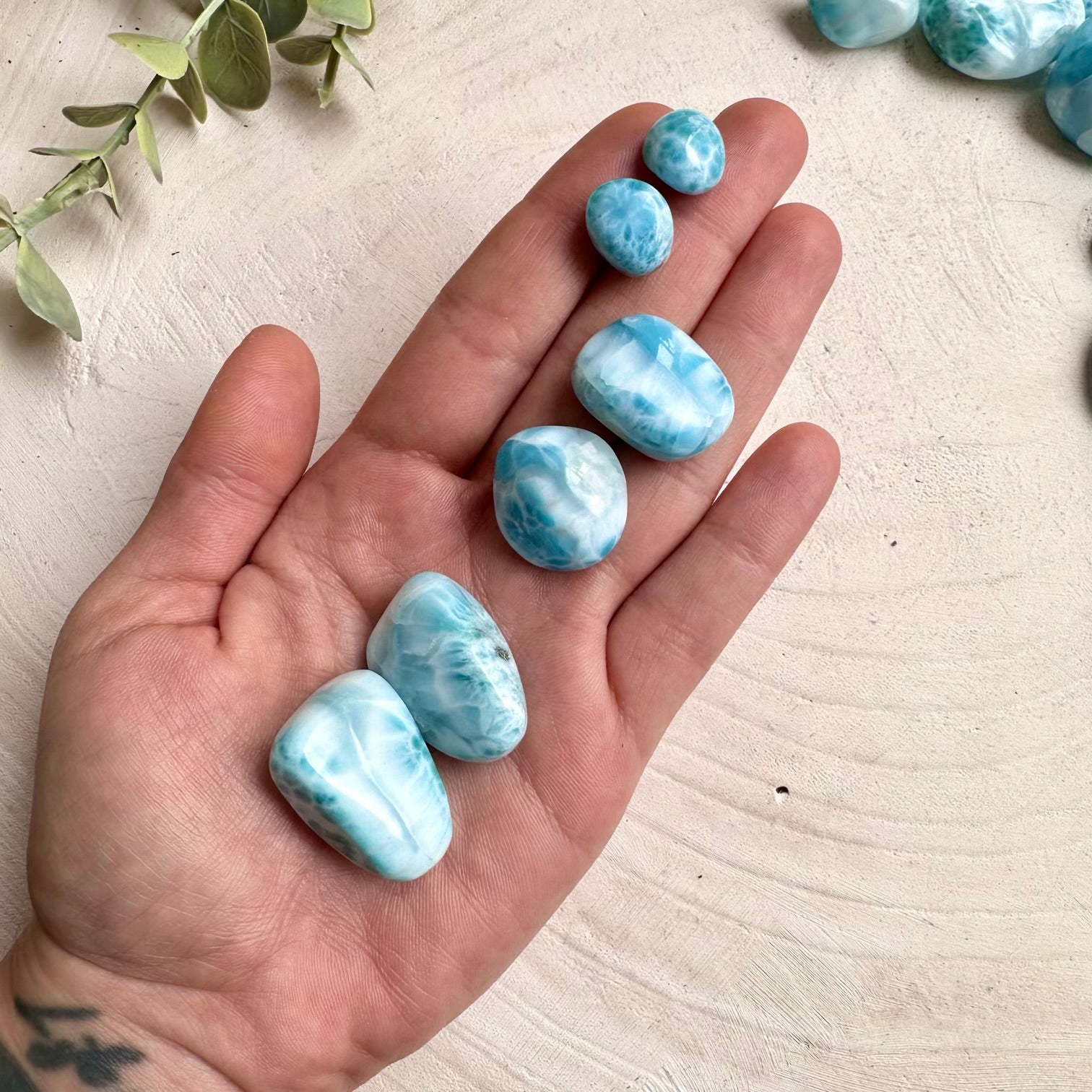 Larimar crystal with soft blue calming tones