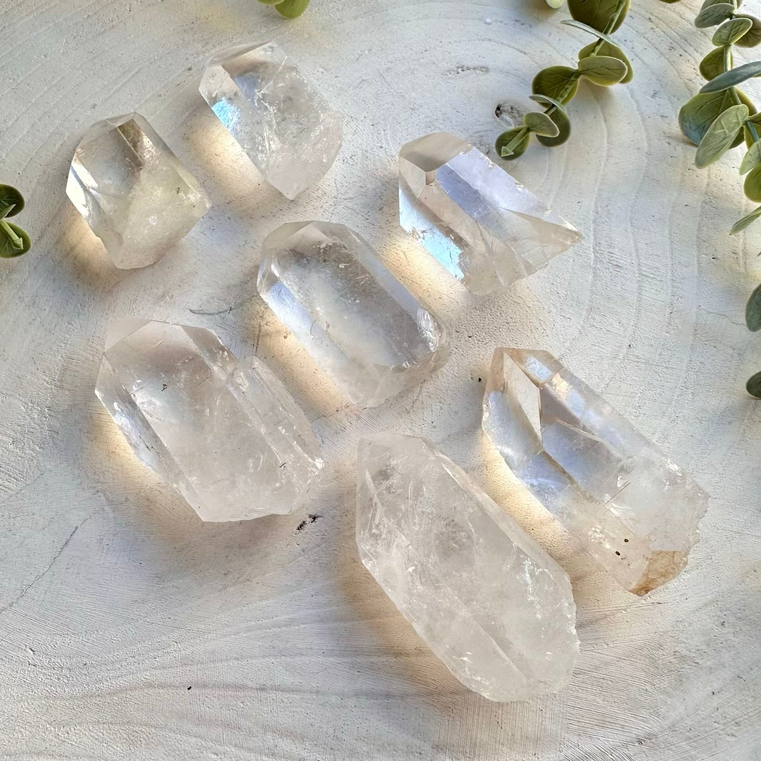 Natural clear quartz crystal with pointed termination
