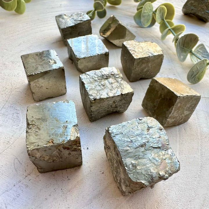 Natural cubic pyrite crystal specimen 3 to 4 cm
