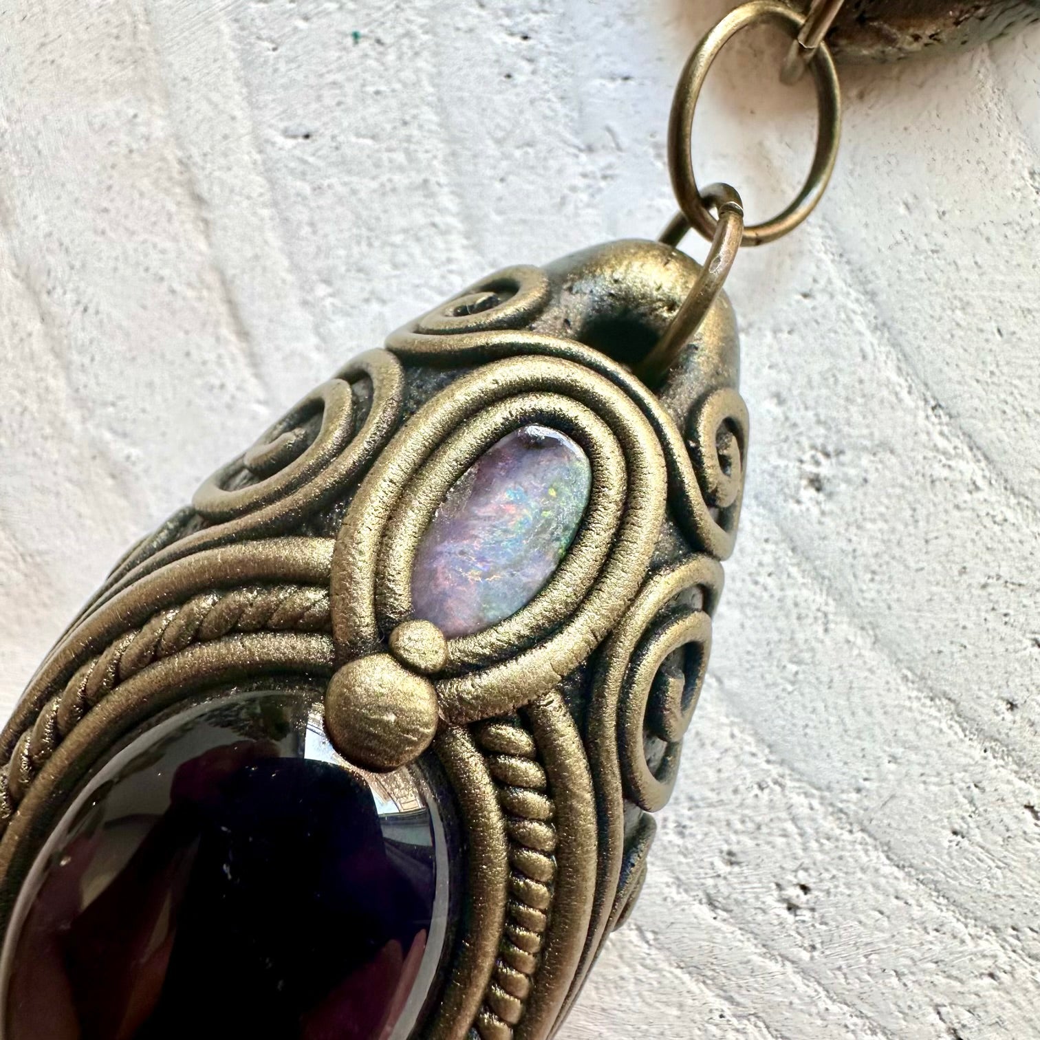 Elegant boho jewelry featuring Labradorite, Amethyst and Boulder Opal for a unique look.