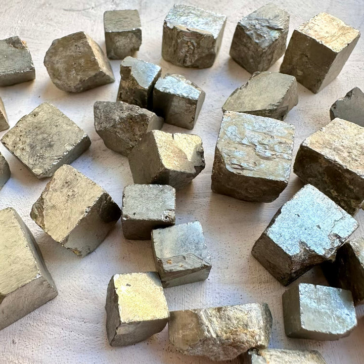 Pyrite crystal specimen with natural cubic shape