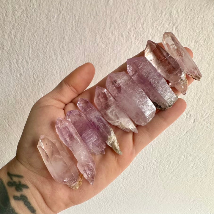 Natural Vera Cruz Amethyst point with pale lavender crystal clarity