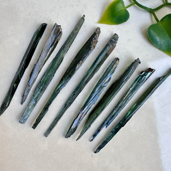 Natural green Vivianite – thin crystal specimen for collection