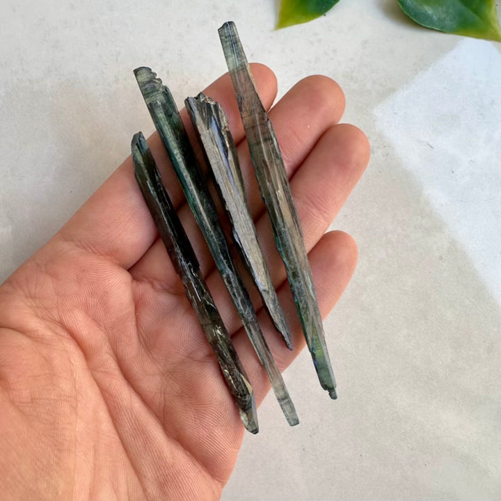 Green Vivianite crystal – natural mineral with fine blade shape