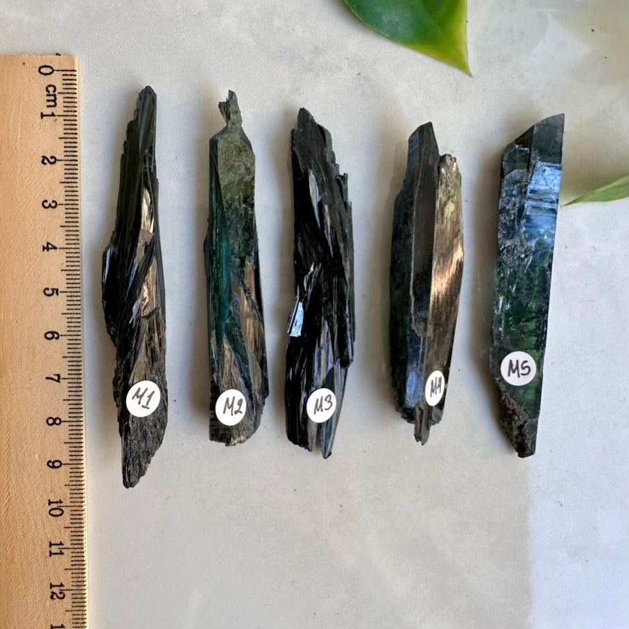 Natural Vivianite mineral – green crystal blade (size M)