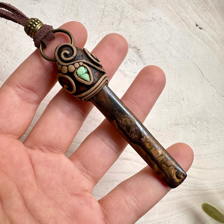 One-of-a-kind necklace with Boulder Opal and Tibetan Turquoise