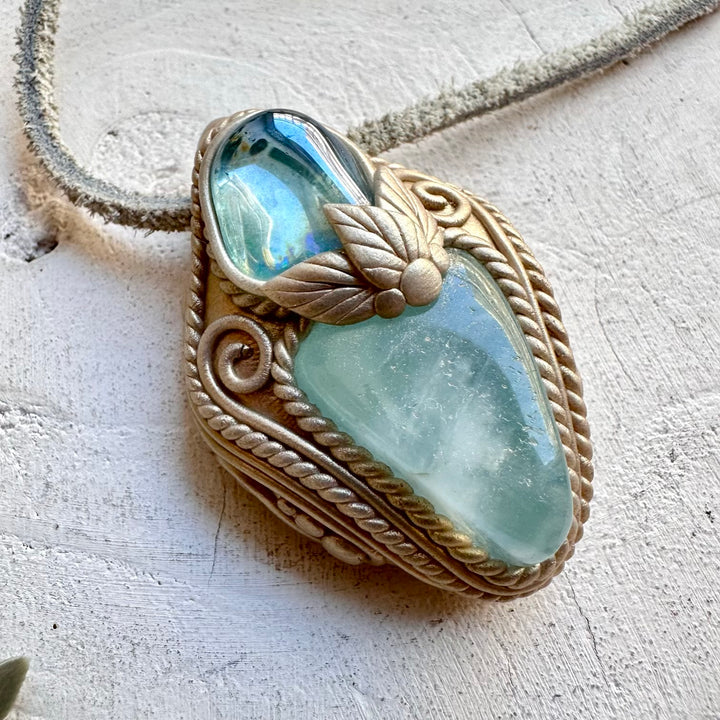 Fantasy jewelry crystal necklace for serenity, clarity, and high vibration energy