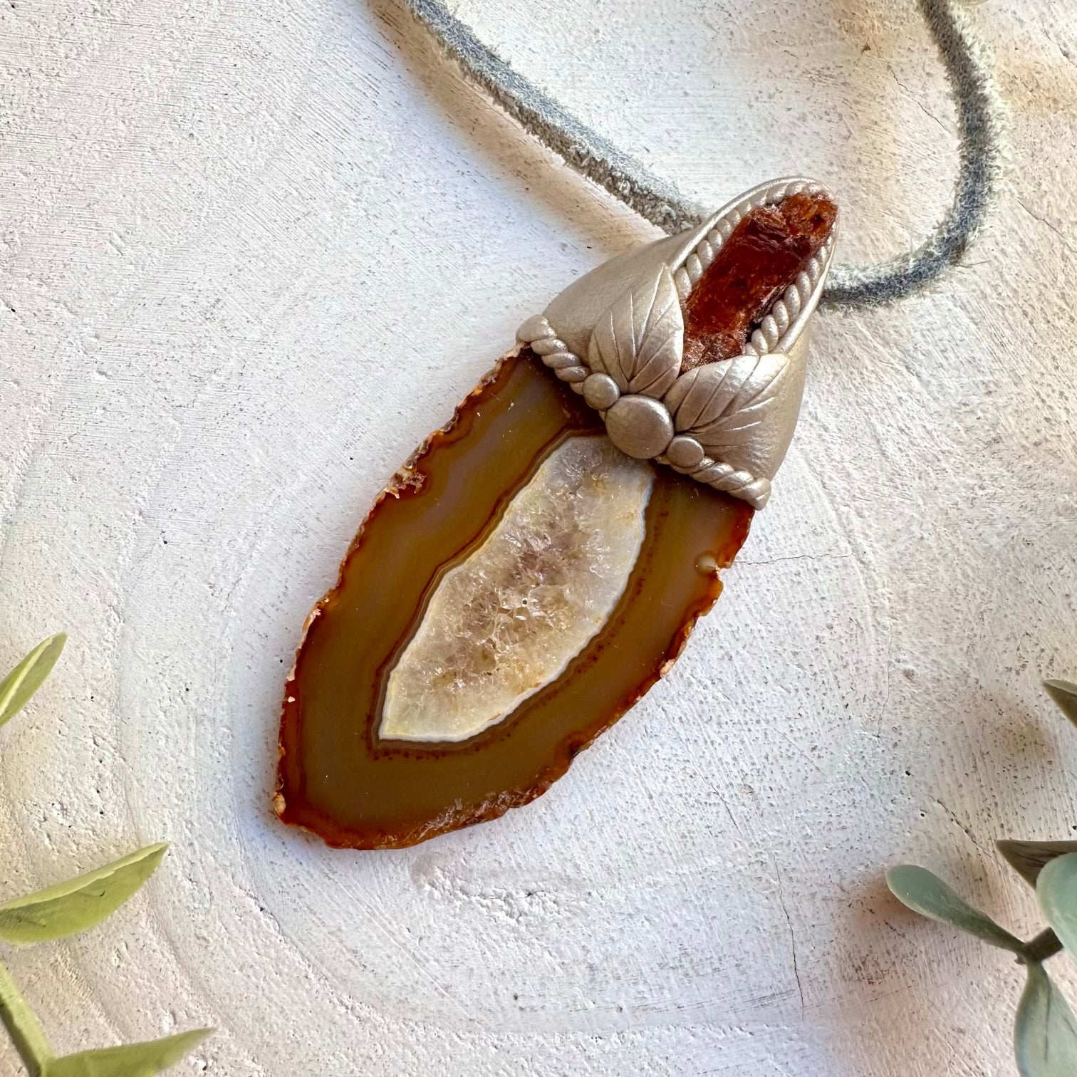 Boho jewelry protection amulet necklace with natural gemstone energy