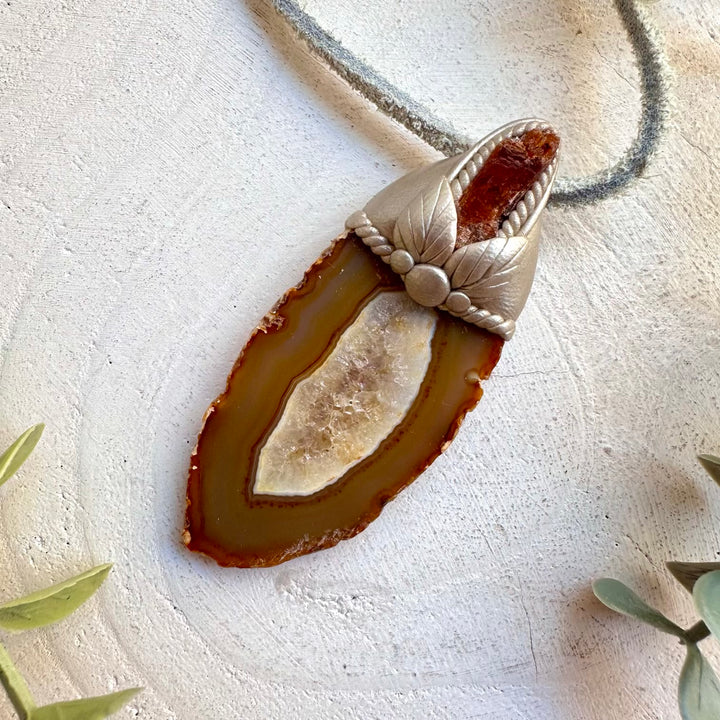 Boho jewelry protection amulet necklace with natural gemstone energy