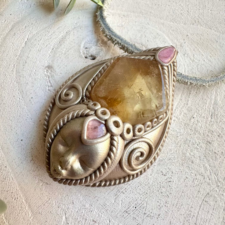 Metaphysical crystal jewelry handmade goddess necklace with natural healing crystals