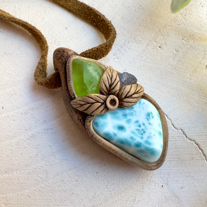 Handmade crystal jewelry with Tanzanite Larimar and Peridot