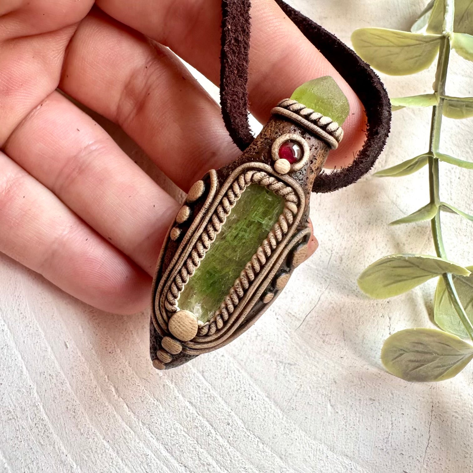 Metaphysical crystal pendant necklace with natural gemstones for abundance and heart healing